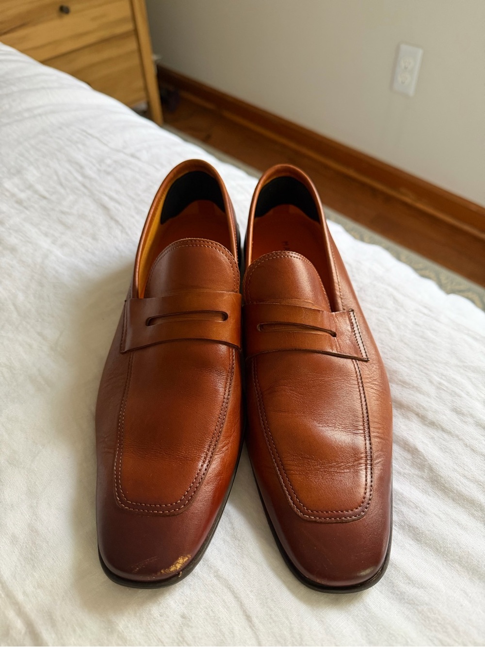 Magnanni Cognac Leather Penny Loafers